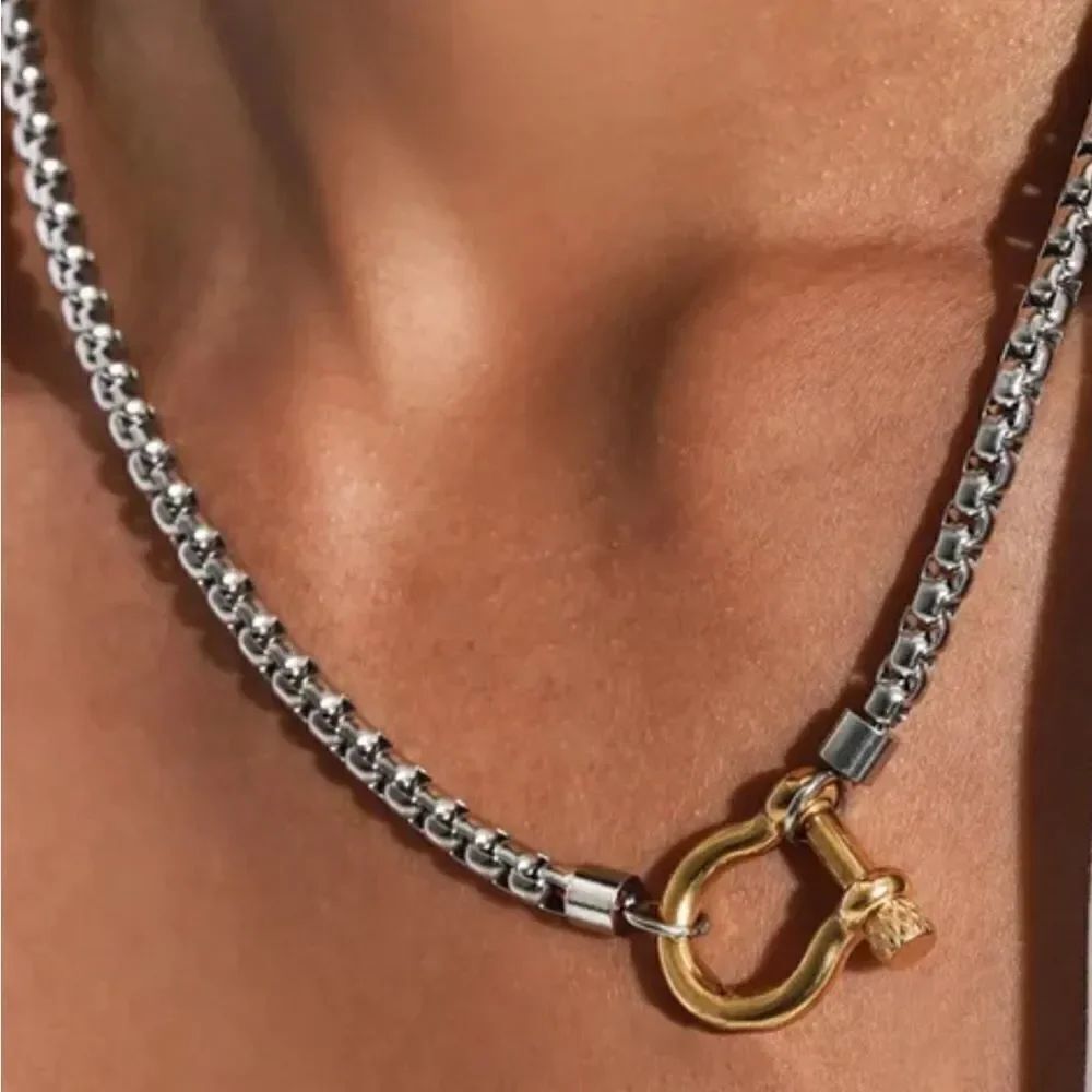 Gold and Silver Chain Necklace A910